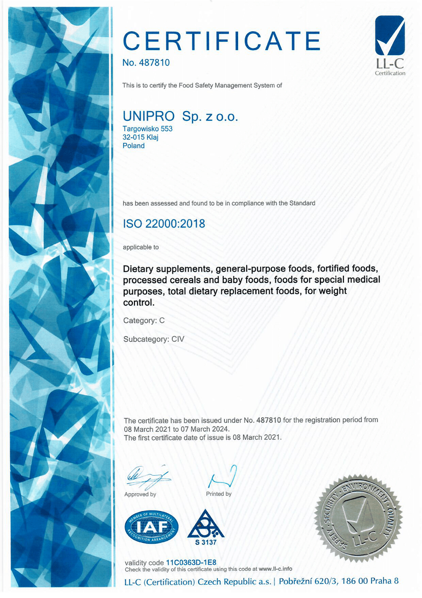 Certificate - ISO 22000